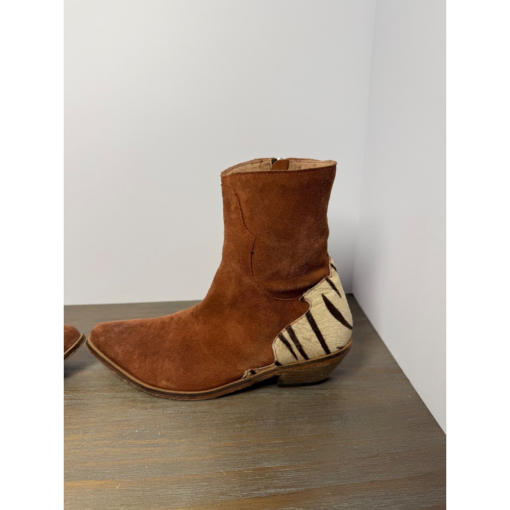 Free People Last Outlaw Calf Hair Ankle Boots Zebra Western 37 / US 6.5 Boho - Picture 3 of 11